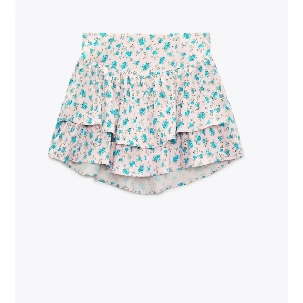 ZARA floral satin effect mini skort_2